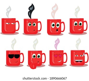 Stickers Emotion Red Cup With Smoke