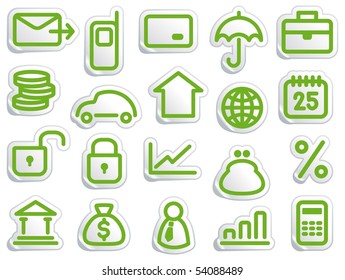 Stickers with financial and bank symbols