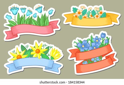 Stickers with floral ribbons