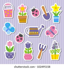 stickers with flowers and ladybugs