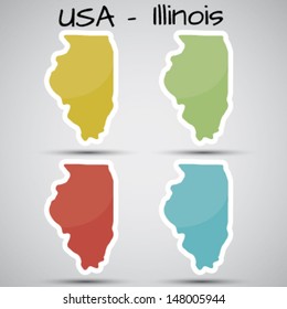 stickers in form of Illinois state, USA