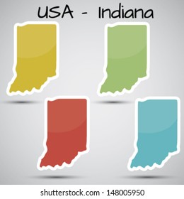 stickers in form of Indiana state, USA