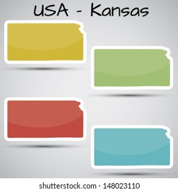 stickers in form of Kansas state, USA