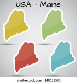 stickers in form of Maine state, USA