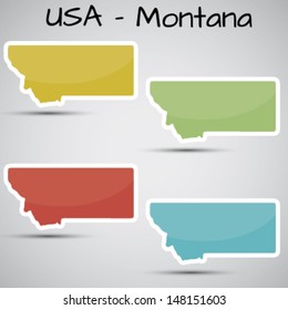 stickers in form of Montana state, USA