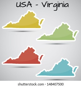 stickers in form of Virginia state, USA