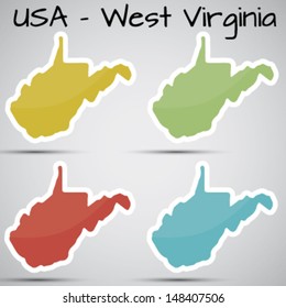 stickers in form of West Virginia state, USA