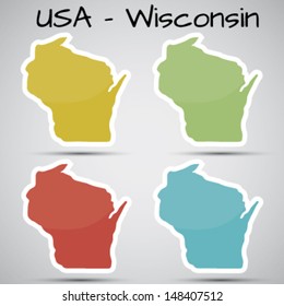 stickers in form of Wisconsin state, USA