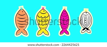 Stickers for French April Fool's Day. Poisson d'avril. FVector for your design. Vector illustration Photo stock © 