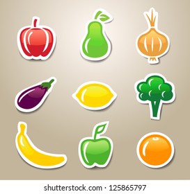 Stickers with fruit and vegetables