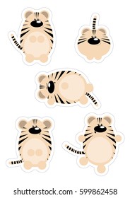 Stickers with a funny cartoon tiger