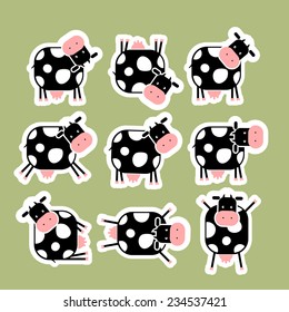 Stickers with funny cow for your design