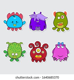 Stickers funny monster vector cartoon illustration