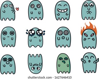 
stickers with ghost different characters cute ghost