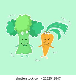 stickers green broccoli vector illustration