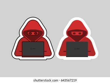 Stickers. The hacker is engaged in breaking
