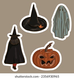 Stickers for Halloween. Halloween symbols