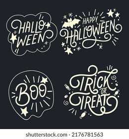 Stickers for Happy Halloween. Vector illustration. Holiday lettering.  