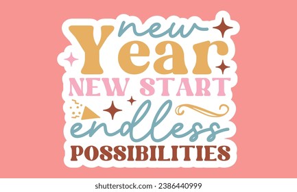 Stickers, Happy New Year, EPS  Bundle, Single Designs