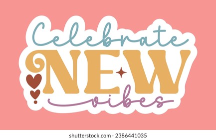 Stickers, Happy New Year, EPS  Bundle, Single Designs