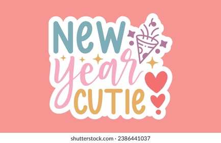 Stickers, Happy New Year, EPS  Bundle, Single Designs