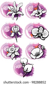 Stickers with heads of the flowers