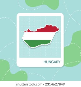 Stickers of Hungary map with flag pattern in frame.