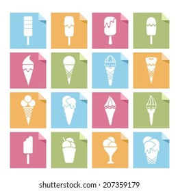  Stickers with ice cream. Vector.  EPS-10 (non transparent elements,non gradient)  