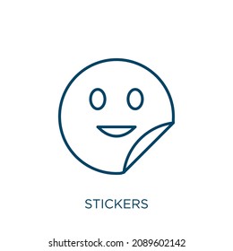stickers icon. Thin linear stickers outline icon isolated on white background. Line vector stickers sign, symbol for web and mobile