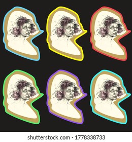 Stickers Illustration woman on a black background