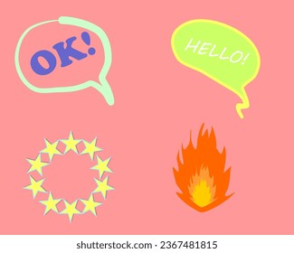 stickers with inscriptions different color combinations