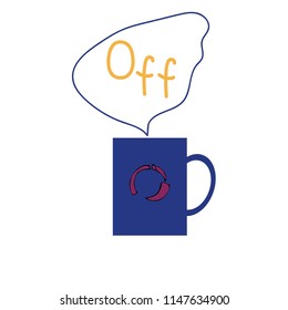 Stickers, inscriptions on the mug, Cup, dishes, card, poster designed as pointers and calls to action in the form of arrows, clouds.