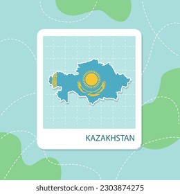 Stickers of Kazakhstan map with flag pattern in frame.