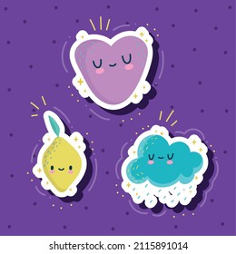 stickers kid illustrations icon set