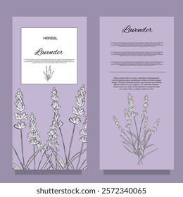 Stickers label card Aroma herbal lavender purple flower natural relaxation in aromatherapy, tea, medicine, candle, decor 