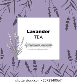 Stickers label card Aroma herbal lavender purple flower natural relaxation in aromatherapy, tea, medicine, candle, decor 