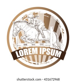stickers or label with illustration of horse riding.
