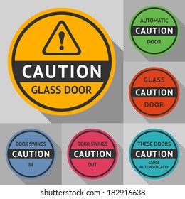 Stickers and labels on the door. Vector illustration