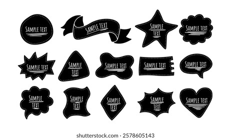 Stickers, labels for writing text. Vector text boxes of different shapes isolated on white background