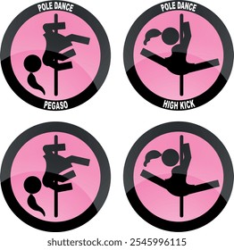 Stickers Lady Pole Dance Pegasus and High Kick