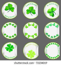 stickers with leafs clover. vector illustration