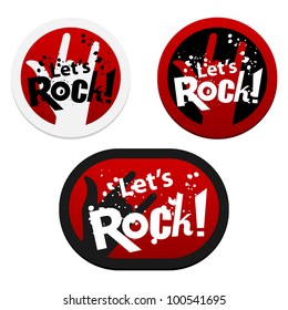 Stickers with Let's Rock!. Vector illustration.
