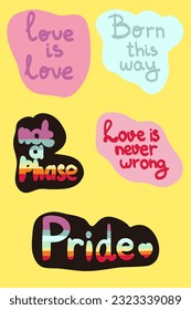 Stickers with lgbtq set hand drawn