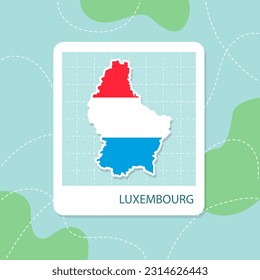 Stickers of Luxembourg map with flag pattern in frame.