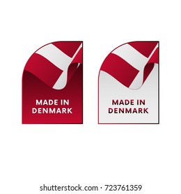 Stickers Made in Denmark. Vector illustration.