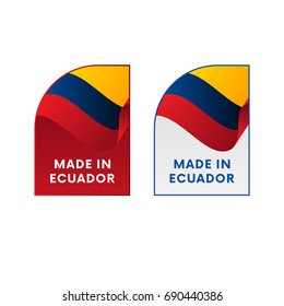Stickers Made in Ecuador. Vector illustration.
