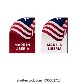 Stickers Made in Liberia. Vector illustration.