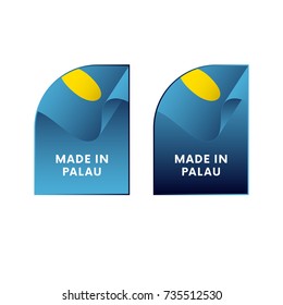 Stickers Made in Palau. Vector illustration.