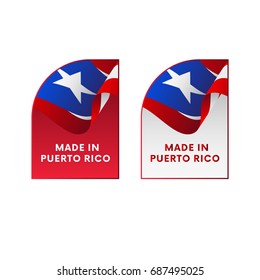 Stickers Made in Puerto Rico. Vector illustration.