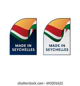 Stickers Made in Seychelles. Vector illustration.